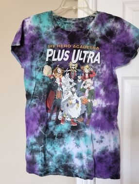 My Hero Academia "Plus Ultra" Tie-Dye Graphic  Womens Tee - Purple & Teal